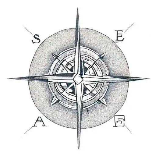 Soccer Ball Small In The Middle Of A Compass