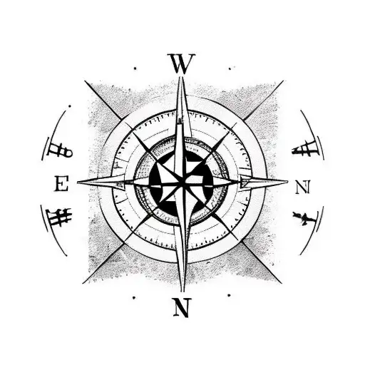 Normal Black And White Soccer Ball Underneath A Compass With N S E W Around It