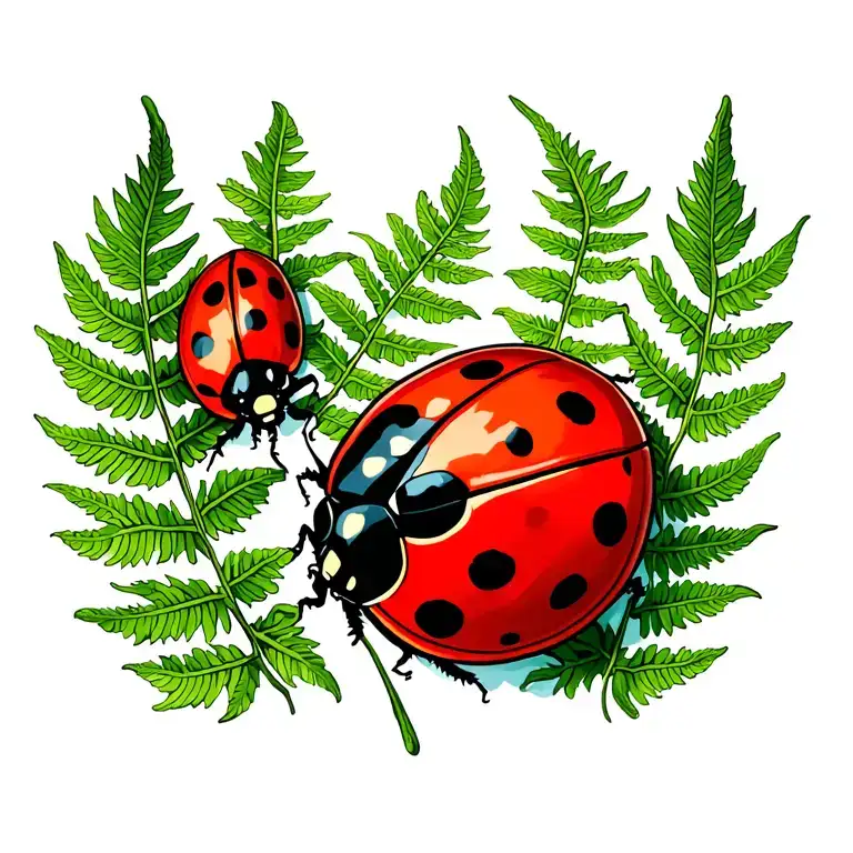 Ladybug On A Fern Leaf