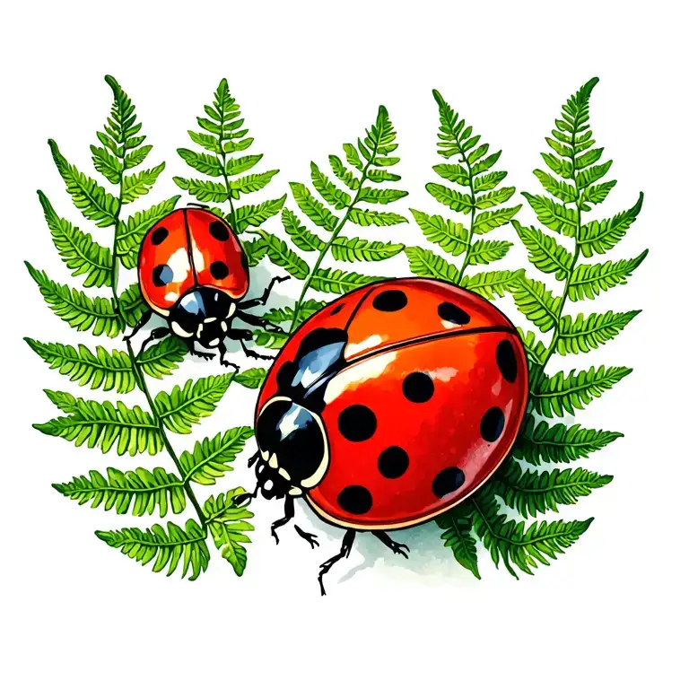 Ladybug On A Fern Leaf