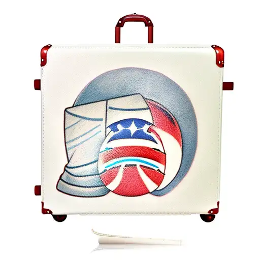 A Travel Suitcase With Hockey Sticks And A Baseball Bat