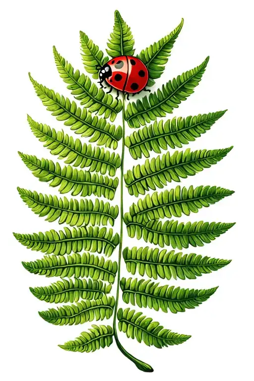 Fern Leaf With A Ladybug On It