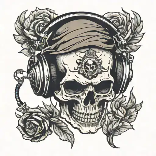 Skull Wearing Headphones