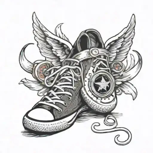 Angel Wing With A Pacifier On It With Converse Chuck Taylors For A Baby Symbolizing A Miscarriage