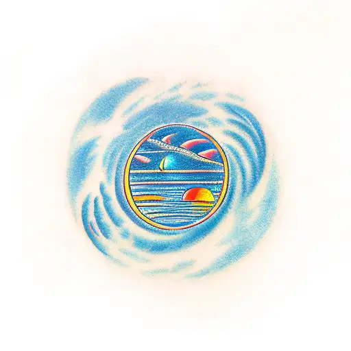 Planet Venus At The Sky Ocean Waves