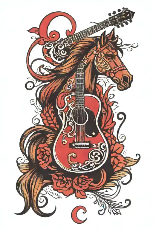 Guitar Horse Red Music
