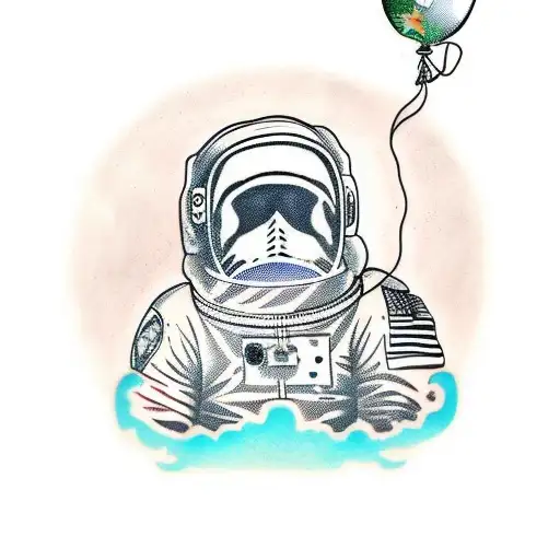 Astronaut With A Balloon And Skull In Helmet