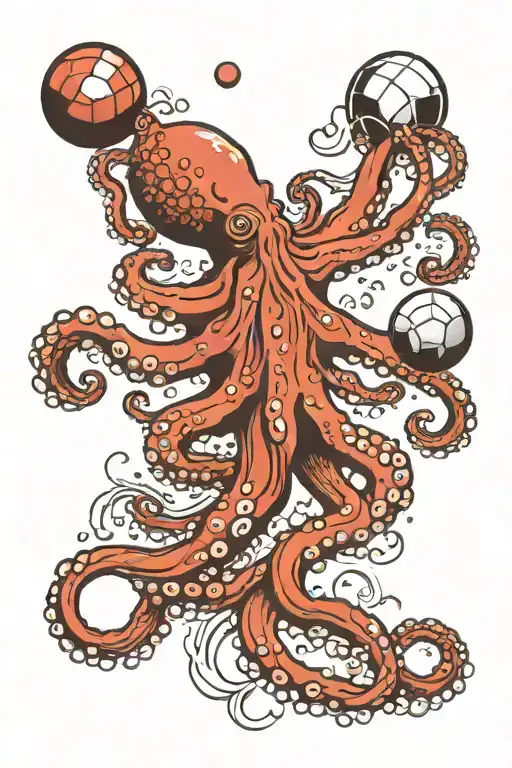 Octopus Juggling 5 Balls Flying
