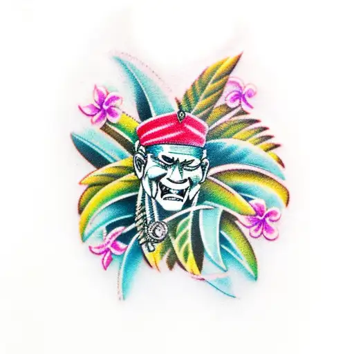 Hawaiian Tattoo With Motor Parts