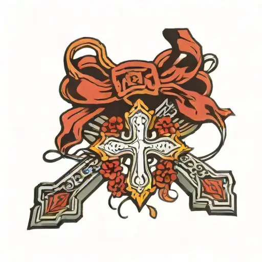 Cross With Rosary Beads