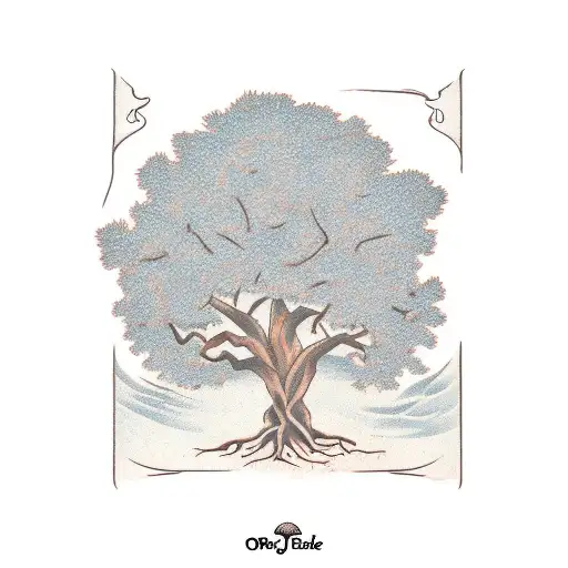 Oak Tree With Roots And Libra Scales As Branches