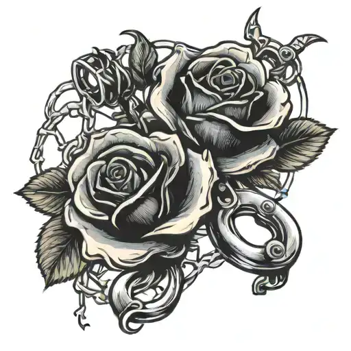 Brass Knuckles And A Wilted Rose With Barbed Wire