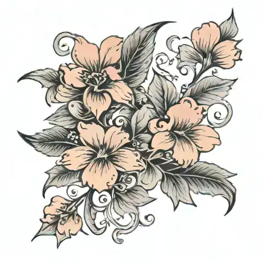 Fafed Pink Grey Shaded Flowers Vine Kisses