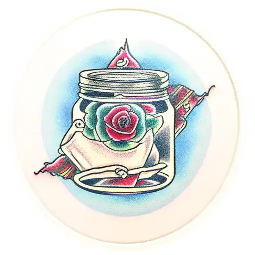 Jar Of Poison With Rose Inside With Papers