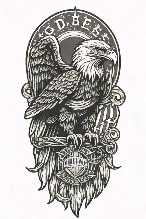 God Bless America Eagle Perched