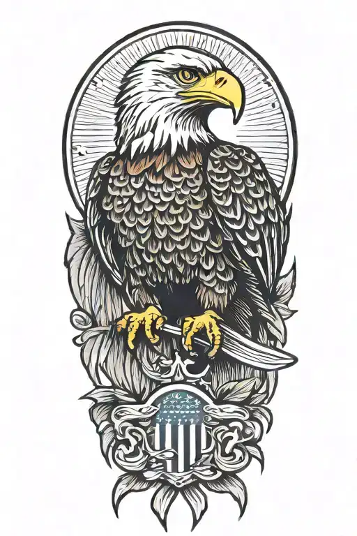 Perched Eagle Patriotic