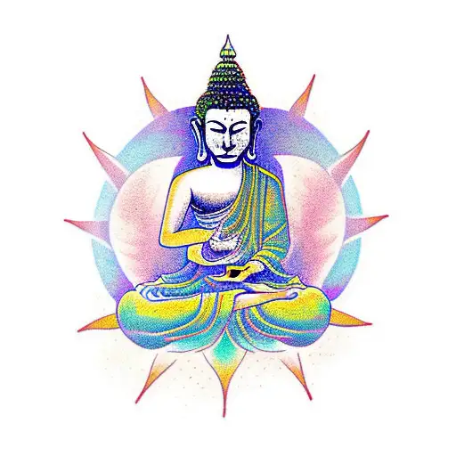 Buddha Meditating On Lotus Flower