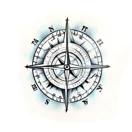 Map And Compass With Mermaid And Sea Turtle