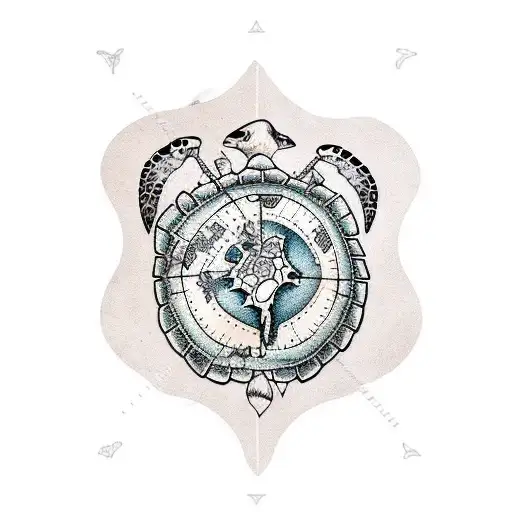 Treasure Map With Sea Turtle And Mermaid