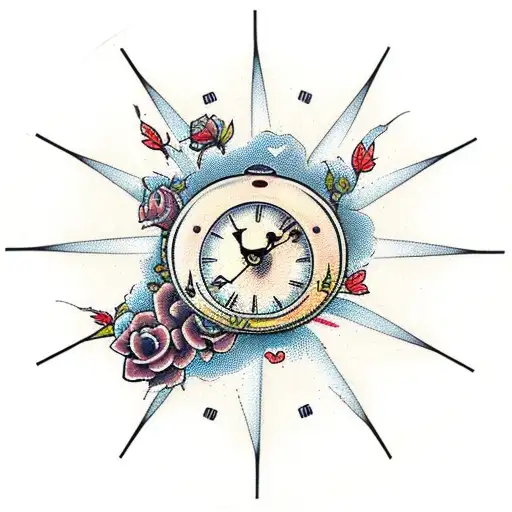 Clock With Butterflies And Roses