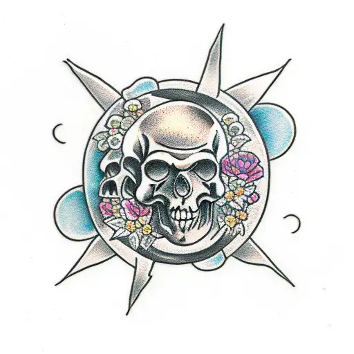 Planet Made Of Skulls And Flowers