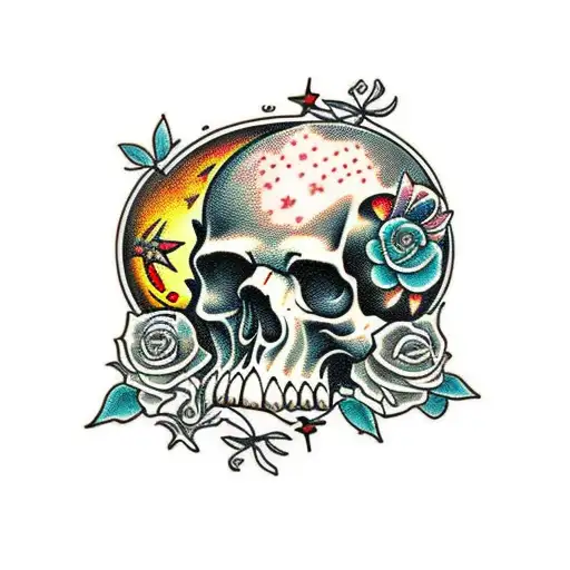 Planet Made Of Skulls And Flowers