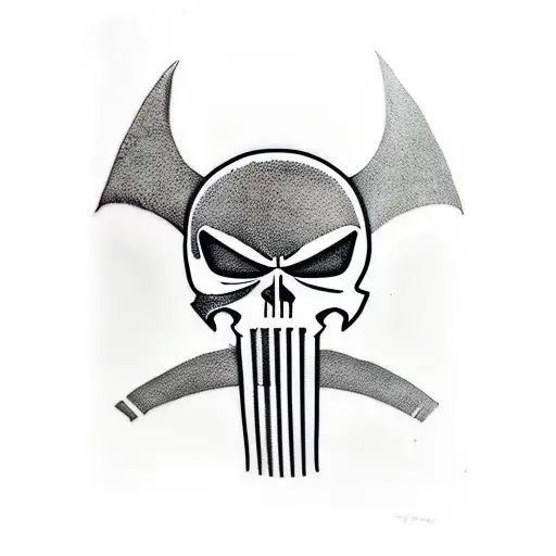 Punisher Skull With Spartan Helmet And Batman Cowl