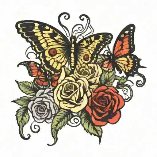 Medusa And Semi Colon Butterfly With Roses