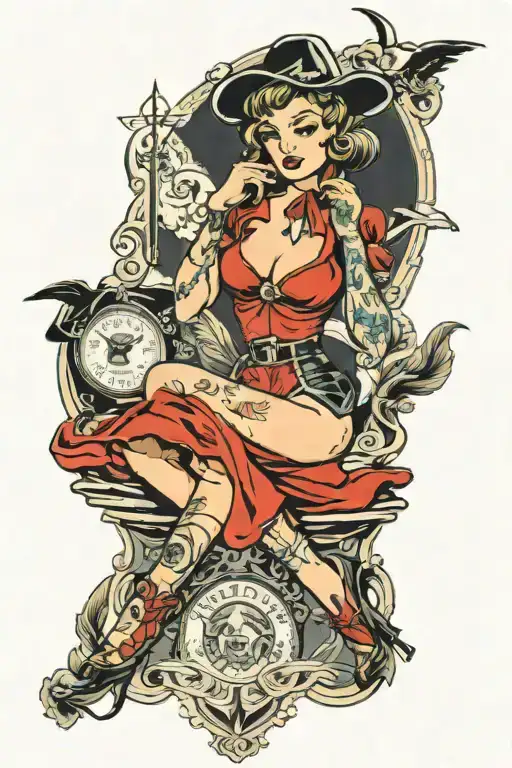 Western Pinup Girl Full Body