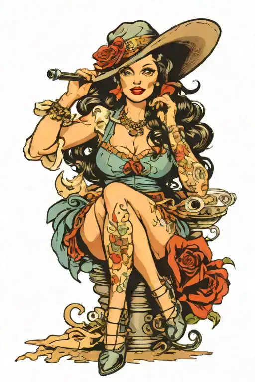 Western Pinup Girl Full Body