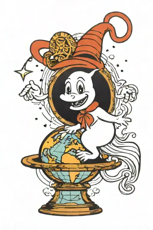Casper The Friendly Ghost Standing On Earth Globe