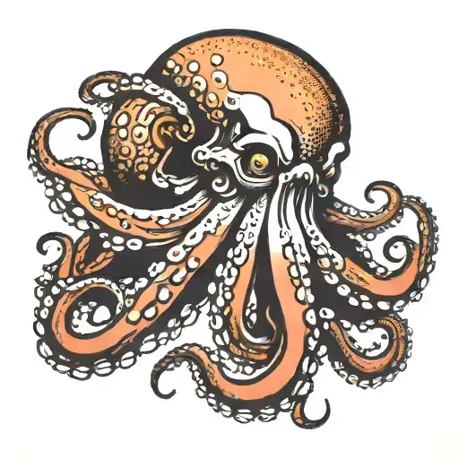 Octopus With Angry Expression And Mouth Open