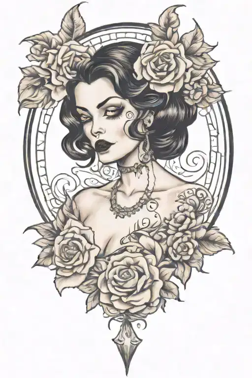 Pinup Girl Goth Death Satanic Black Hair