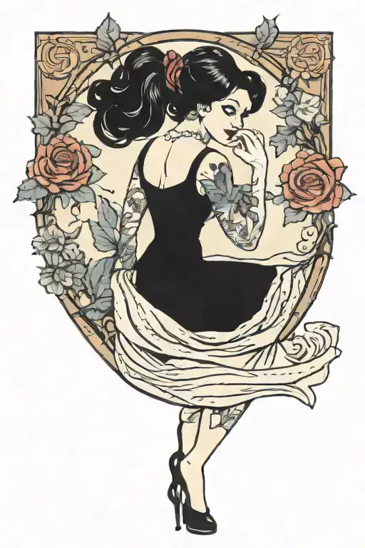 Pinup Girl Goth Death Satanic Black Hair