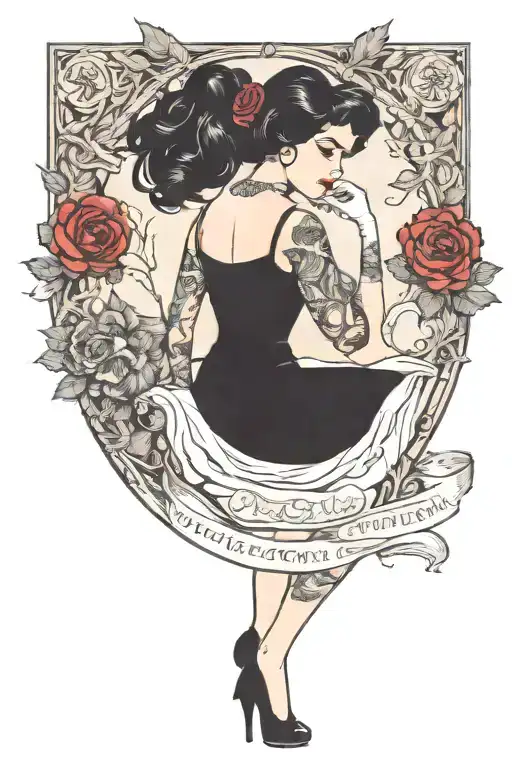 Pinup Girl Goth Death Satanic Black Hair