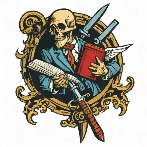 Court Scribe Holding A Book And Dagger