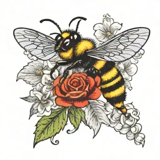 Flowers With Bee Flying