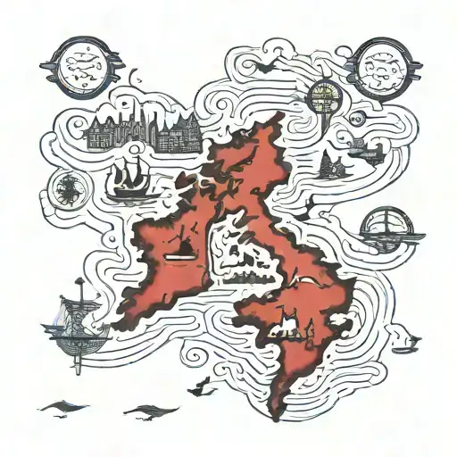 A Tattoo Of A Folklore-themed Travel Map