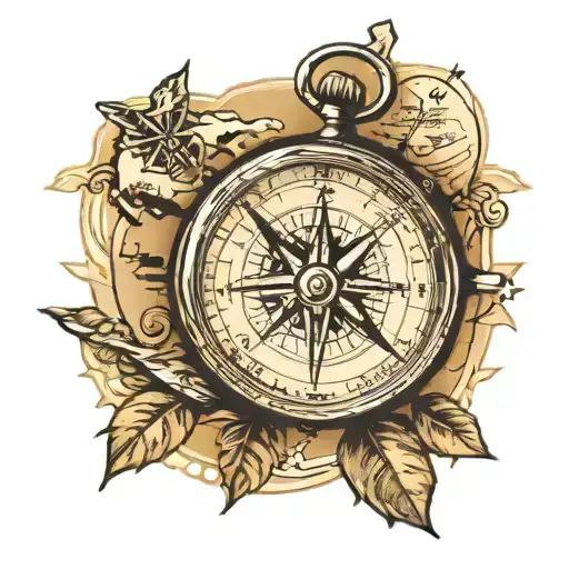 A Tattoo Of A Compass-themed Travel Map