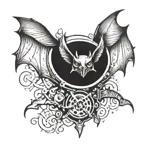 Cyberpunk Bat Flying