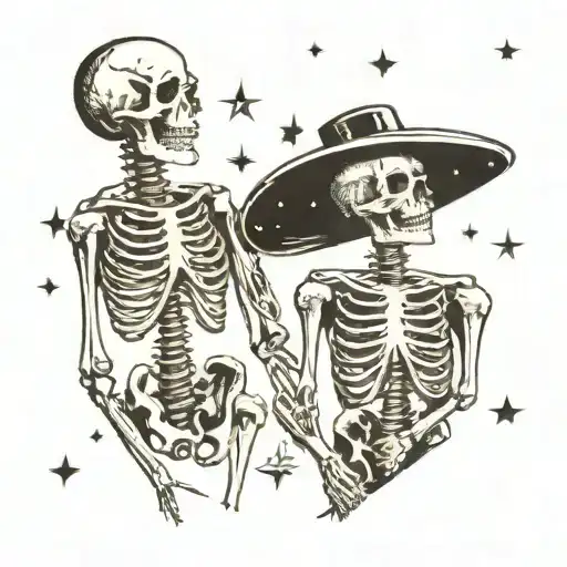 Skeleton Couple Gazing At The Stars