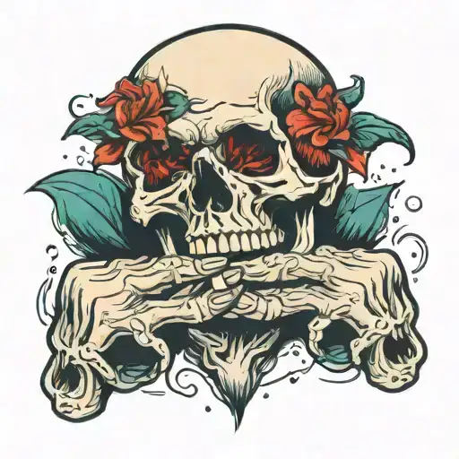 Skull Crying Into Hands Covering Face