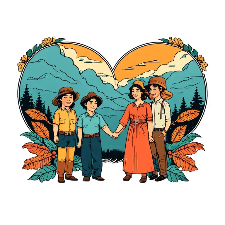 Father Mother And 2 Sons Holding Hands