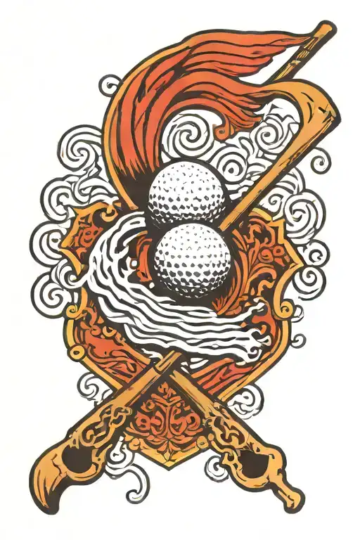 Old English D Golf Clubs Water Waves