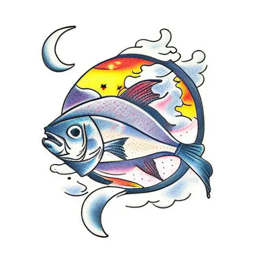 Fish And Moon