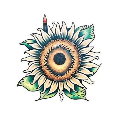 Sunflower And Dagger Behind