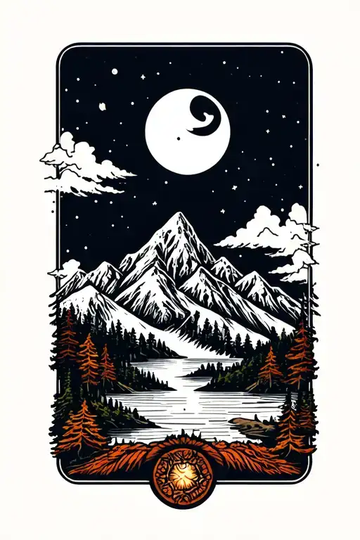 Mountain With Small Moon