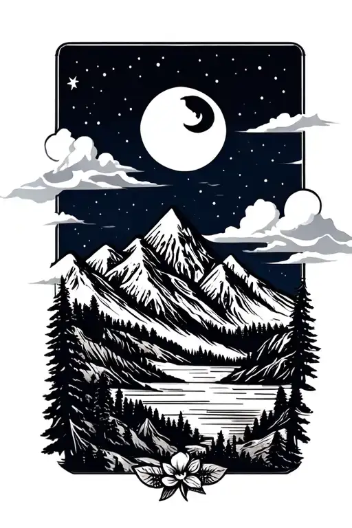 Mountain With Small Moon