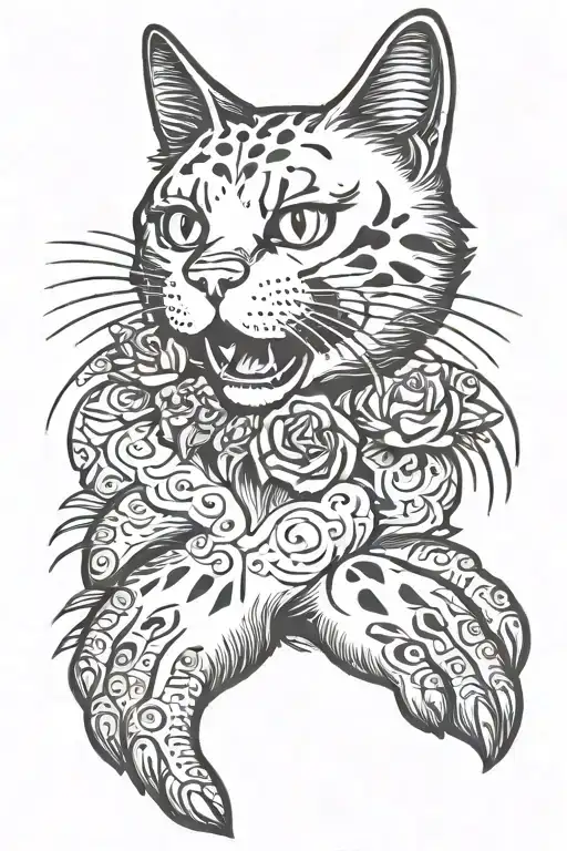 Cat Paw With Claw Marks