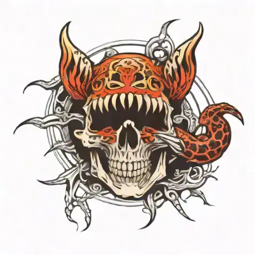 Ouroboros Over A Crashed Skull